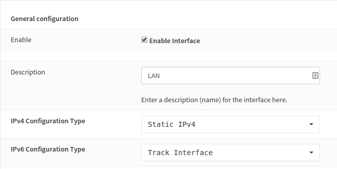 DHCP Settings for the LAN interface
