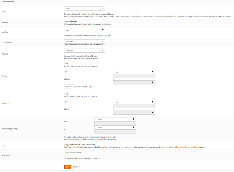 OPNSense Firewall rule 3