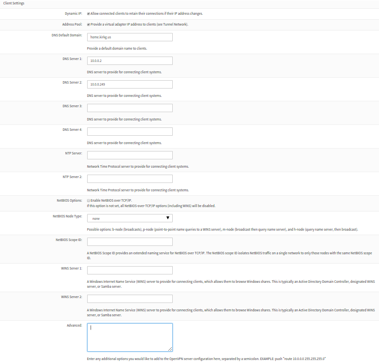 OpenVPN Client Settings